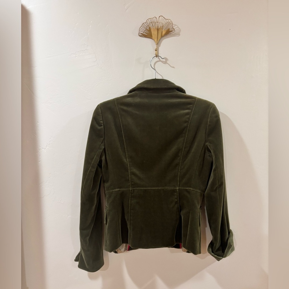 J.Crew Olive Green Velvet Blazer – Size 4 – Tailored Fit, Fully Lined - Picture 7 of 10